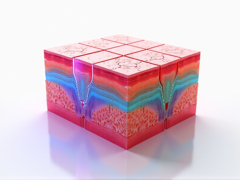 A visual representation of enhanced dermal absorption, showing active ingredients being delivered deep into the skin layers by nano-engineered cryo tips. The image features a cross-section of skin with vibrant colors highlighting the absorption process, set against a clean, white background to emphasize clarity and effectiveness.